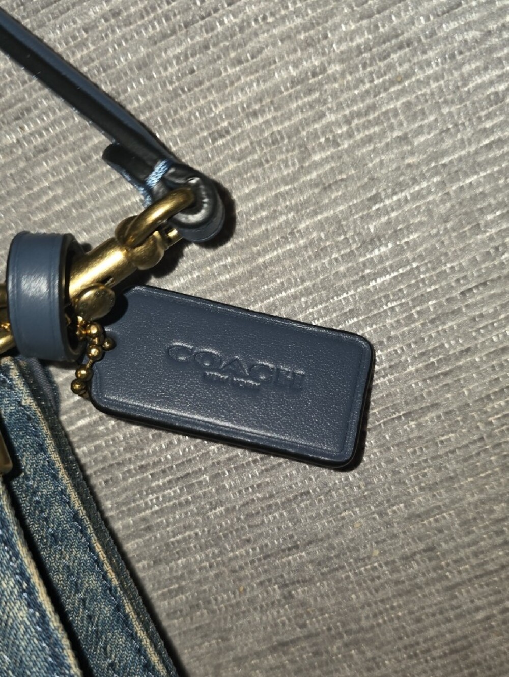 Coach Tabby Denim Shoulder Bag with Gold 'C' Turnlock - Blue - Picture 5 of 9
